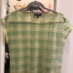 J. Crew Green Plaid Blouse